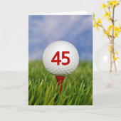 45e verjaardag Golfbal op rood T-shirt Kaart (Gele Bloem)