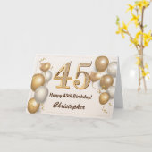 45e verjaardag goudballonnen en Confetti verjaarda Kaart (Gele Bloem)