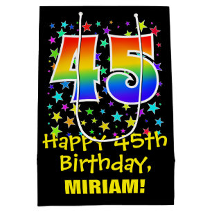 45e verjaardag: Kleurrijke Sterren Patroon & Regen Medium Cadeauzakje