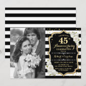 45e verjaardag met foto - Goud Zwart Kaart (Voorkant / Achterkant)