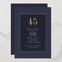 45e verjaardag Minimaal Elegant Donker Gouden Fram