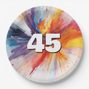 45e verjaardag Paint Blast Papieren Bordje