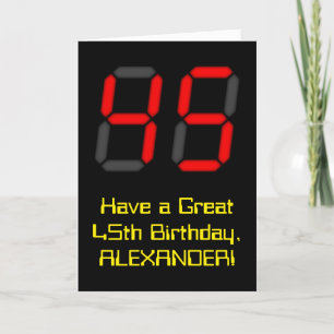 45e verjaardag: Red Digital Clock Style "45" + naa Kaart