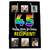 45e verjaardag: Regenboog "45", Aangepaste foto's  Medium Cadeauzakje (Voorkant)