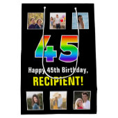 45e verjaardag: Regenboog "45", Aangepaste foto's  Medium Cadeauzakje (Achterkant)