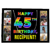 45e Verjaardag: Regenboogtekst, Aangepaste foto's Groot Cadeauzakje (Achterkant)