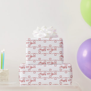 45e verjaardag Rode Harten Cadeaupapier