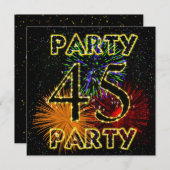 45e verjaardag uitnodiging met vuurwerk (Voorkant / Achterkant)