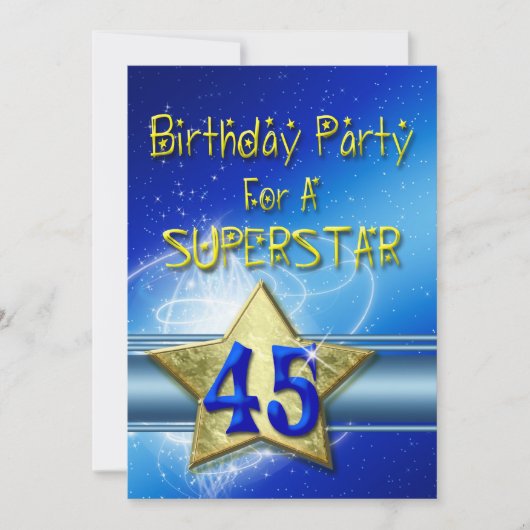 45e verjaardag Uitnodiging voor een Superstar. (Voorkant)
