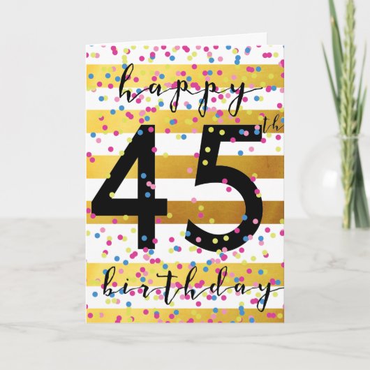 45e verjaardag van goud en Confetti Kaart (Voorkant)