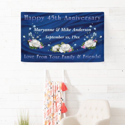 45e verjaardag Witte Rozen en Saffier Spandoek (Insitu)