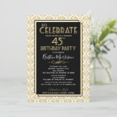 45e verjaardagsfeest art deco gatsby roaring jaren kaart (Staand voorkant)