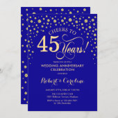 45e verjaardagsfeest - saffierblauw goud kaart (Voorkant / Achterkant)