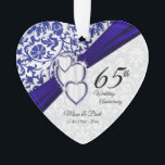 45ème / 65ème Sapphire Mariage Anniversaire Keepsa<br><div class="desc">🥇 UN DESIGN D'ART ORIGINAL DE DROIT D'AUTEUR DE Donna Siegrist SEULEMENT DISPONIBLE SUR ZAZZLE! 45e / 65e anniversaire de Mariage Sapphire Garder l'ornement de conception de saké. Ce beau ornement sera un succès avec ce couple spécial ou cette ou ces personnes. Il fonctionnerait aussi bien pour tout autre événement...</div>