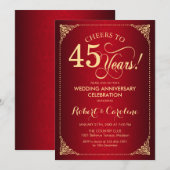 45ste trouwdag - Rood gouden damast Kaart (Voorkant / Achterkant)