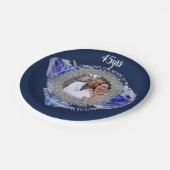 45ste trouwdag - VOEG FOTO TOE saffierblauw Papieren Bordje (Gekanteld)