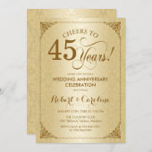 45ste trouwjubileum - Gouden Damast Kaart (Voorkant / Achterkant)