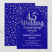 45ste trouwjubileum - saffierblauw en zilver kaart (Voorkant / Achterkant)