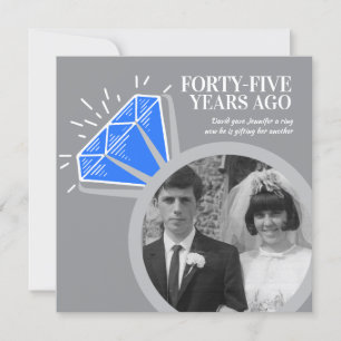 45ste verjaardagsfeest saphiren ring twee foto's kaart