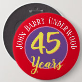 45th Birthday Badge to Personalize. Ronde Button 6,0 Cm (Voorkant /achterkant)