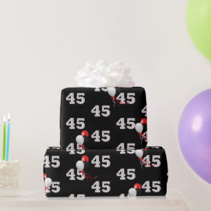 45th Birthday Balloon Bouquet Wrapping Paper Cadeaupapier