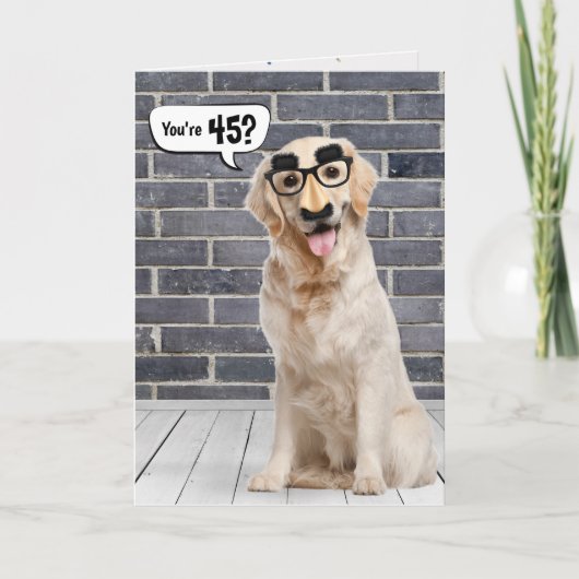 45th Birthday Funny Golden Retriever Kaart (Voorkant)