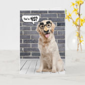 45th Birthday Funny Golden Retriever Kaart (Gele Bloem)