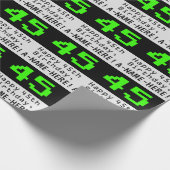 45th Birthday - Nerdy / Geeky Style "45" en Naam Cadeaupapier (Hoek)