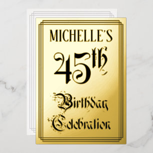 45th Birthday Party — Elegant Script + aangepaste  Folie Uitnodiging