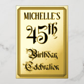 45th Birthday Party — Elegant Script + aangepaste  Folie Uitnodiging (Voorkant)