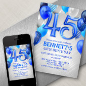 45th Mens Blue Anniversaire Invitation