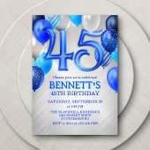 45th Mens Blue Anniversaire Invitation