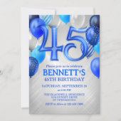 45th Mens Blue Anniversaire Invitation (Devant)
