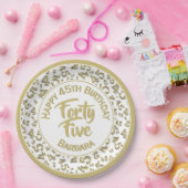 45th Random Number Pattern Gold White Papieren Bordje (Feest)