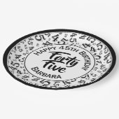 45th Random Number Pattern Zwart Wit Papieren Bordje (Gekanteld)