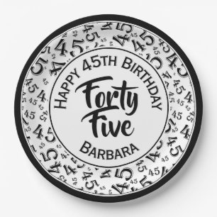 45th Random Number Pattern Zwart Wit Papieren Bordje