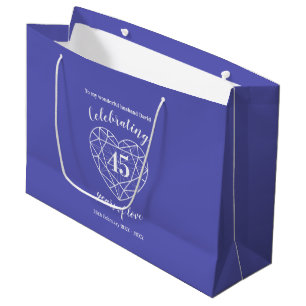 45th Sapphire Jubileum 45 jaar blauw custom tas Groot Cadeauzakje