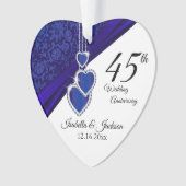 45th Sapphire Wedding Jubileum Keepsake Design Ornament (voorkant)
