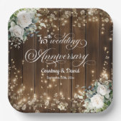 45th Wedding Jubileum Rustic String Lights Papieren Bordje (Voorkant)