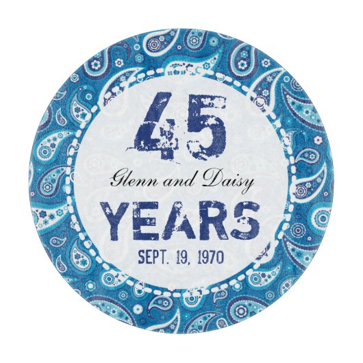 45th Wedding Jubileum Sapphire Paisley Pattern Snijplank (Voorkant)