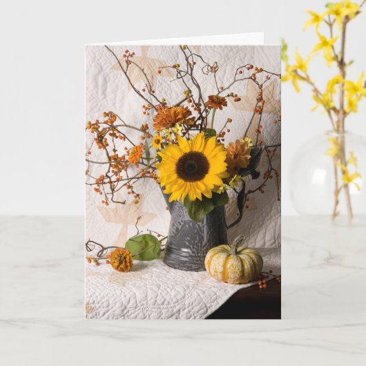 4663 Carte d'anniversaire florale d'automne (Fleur jaune)
