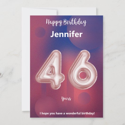 46 ans Joyeuse carte d'anniversaire (Dos)