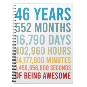 46 jaar 552 maanden 16790 dagen Geweldige geboorte Notitieboek