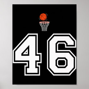 46 Nummer Basketbal Stijl Vintage Witte Premium Poster