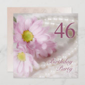 46e anniversaire invitation de fête avec marguerit (Devant / Derrière)