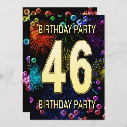46e anniversaire Invitation fête feux d'artifice (Devant / Derrière)