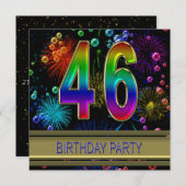 46e fête d'anniversaire Invitation avec bulles (Devant / Derrière)