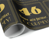 46e verjaardag - Art Deco Geïnspireerde look "46" Cadeaupapier (Rol Hoek)