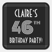 46e verjaardag: Art Deco Style en aangepaste naam Vierkante Sticker (Voorkant)