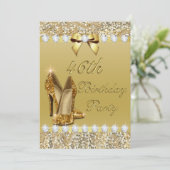 46e verjaardag Classy Gold Heels Sequins Diamonds Kaart (Staand voorkant)